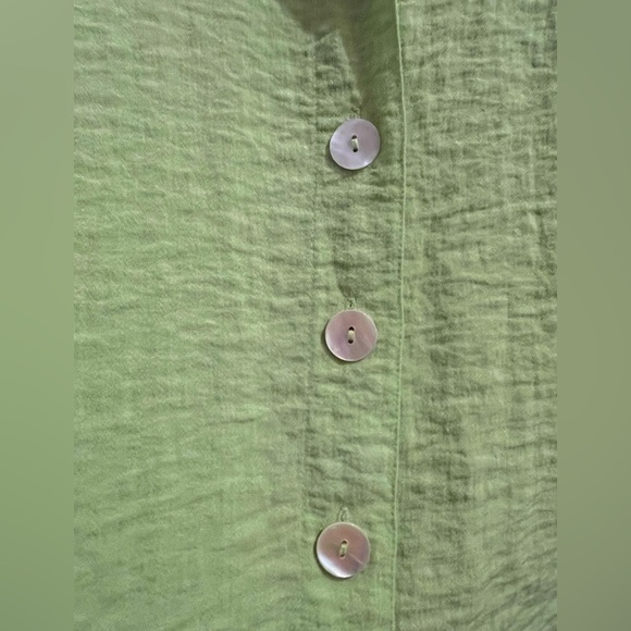 John Mark Boho Button Up Tunic Crochet Sleeve in Lime Green Wire Collar Sz 1X - Picture 5 of 10
